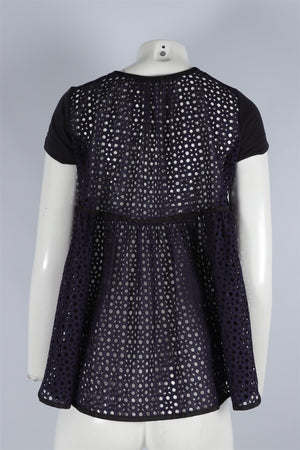 SACAI NAVY COTTON TOP UK 8