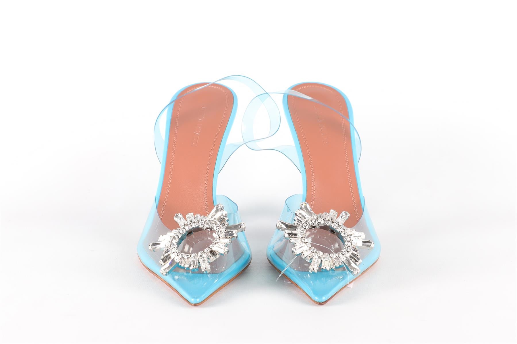 AMINA MUADDI BLUE CRYSTAL AND PVC SLINGBACK PUMPS EU 38 UK 5 US 8