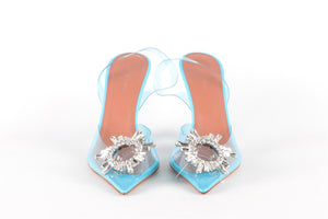 AMINA MUADDI BLUE CRYSTAL AND PVC SLINGBACK PUMPS EU 38 UK 5 US 8