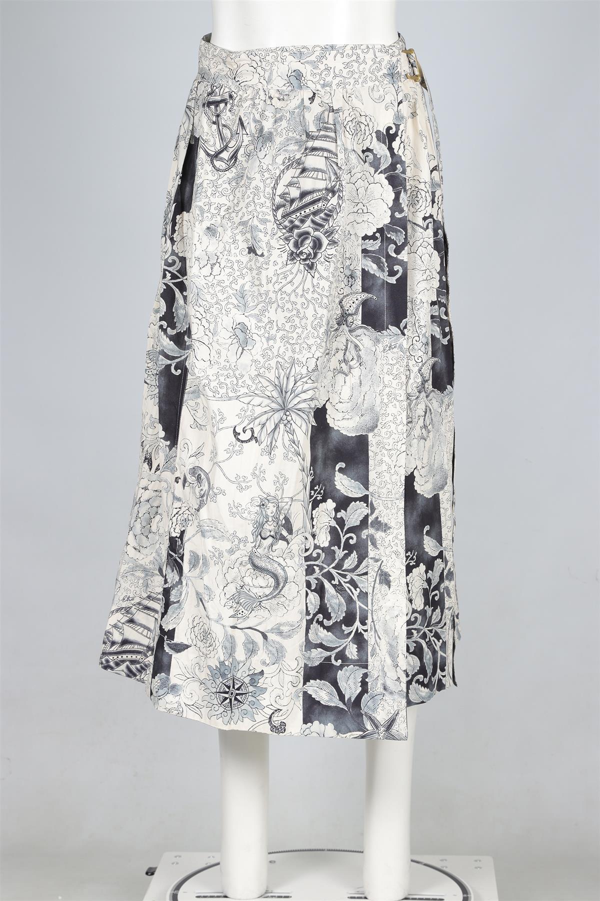 ETRO ECRU COTTON MIDI SKIRT IT 40 UK 8