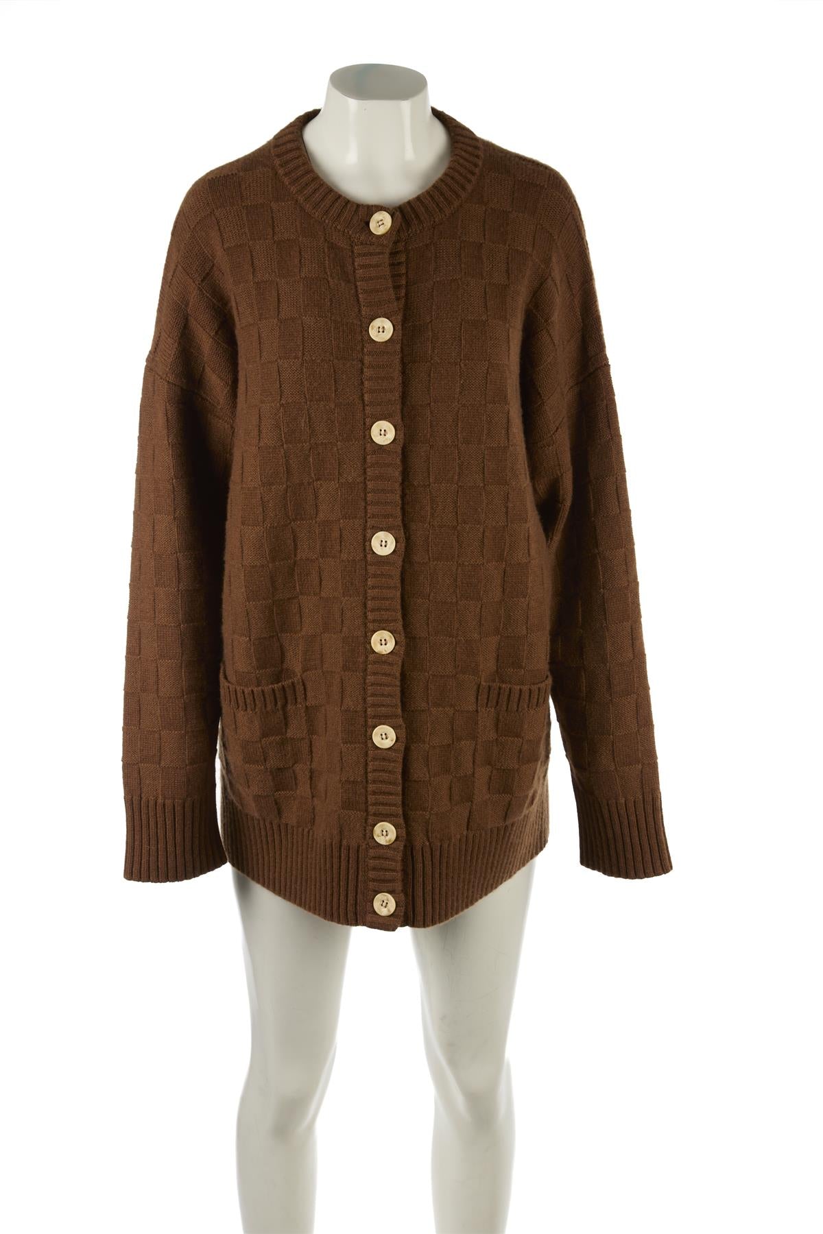 GIULIVA HERITAGE BROWN CASHMERE CARDIGAN SMALL