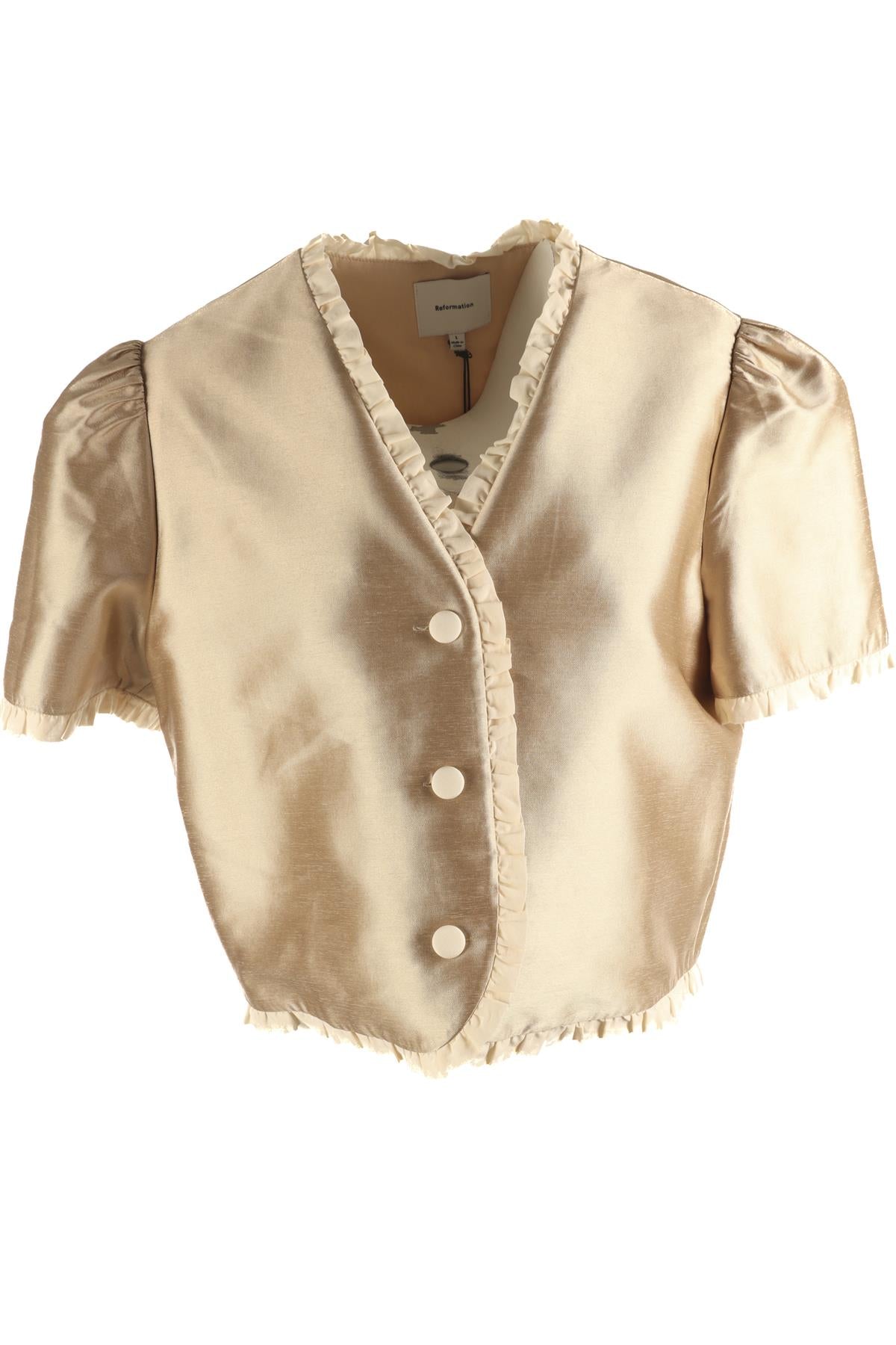 REFORMATION GOLD WOVEN TOP LARGE