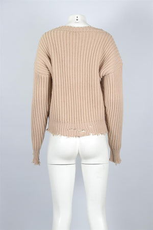 UNRAVEL BY BEN TAVERNITI TAN WOOL SWEATER XXSMALL