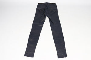 HELMUT LANG NAVY LEATHER SKINNY PANTS US 0 UK 4