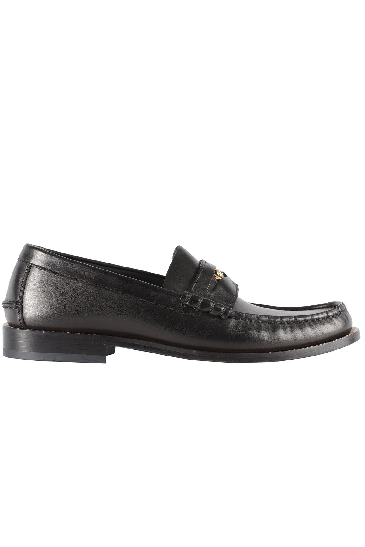 VERSACE BLACK MEN'S MEDUSA LEATHER LOAFERS EU 41 UK 7 US 8
