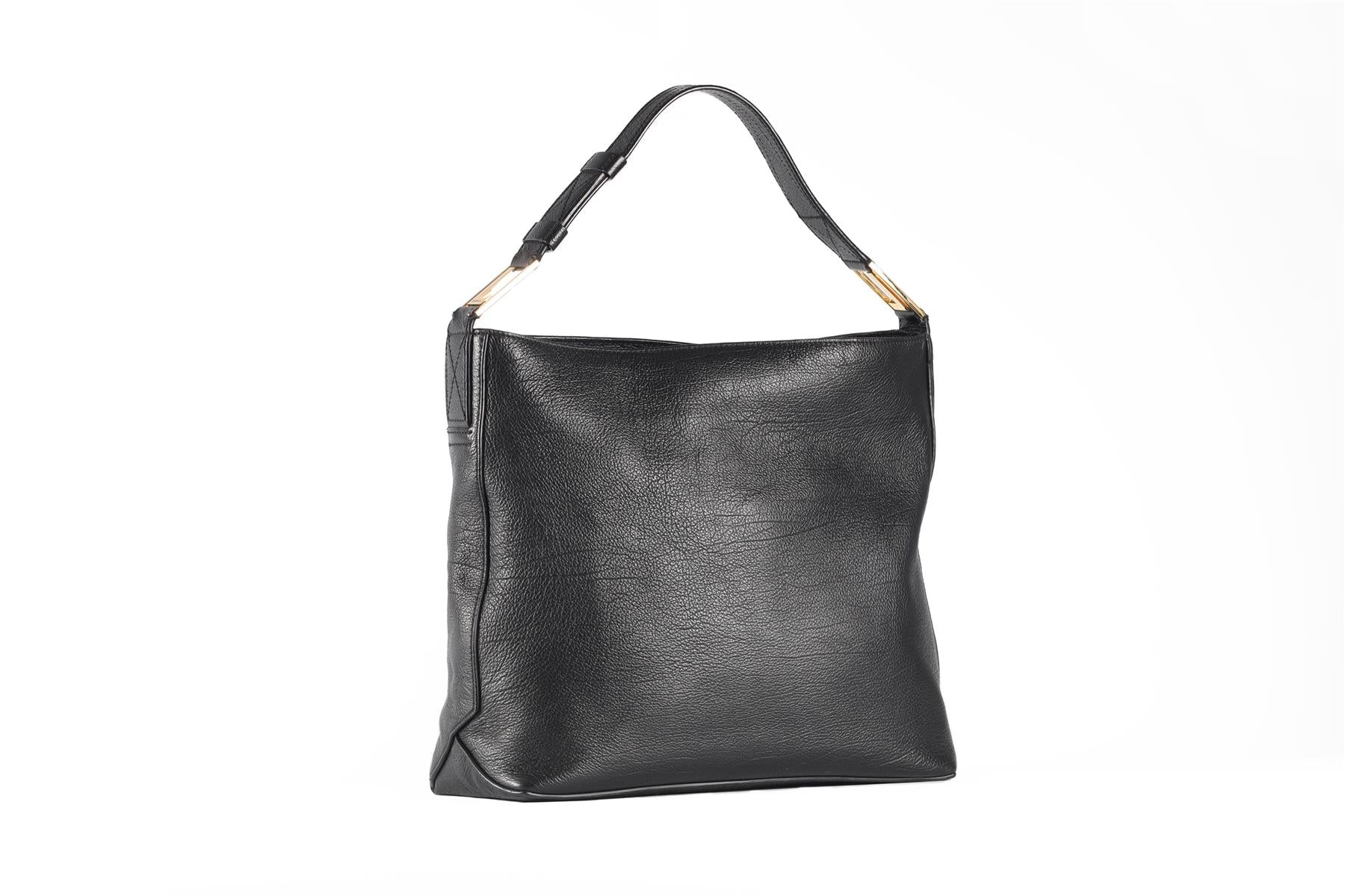 LANCEL BLACK LEATHER SHOULDER BAG