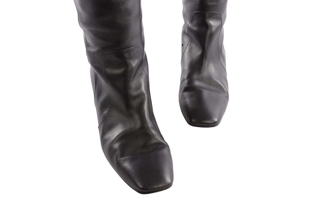 ROGER VIVIER BLACK KNEE HIGH BOOTS EU 37.5