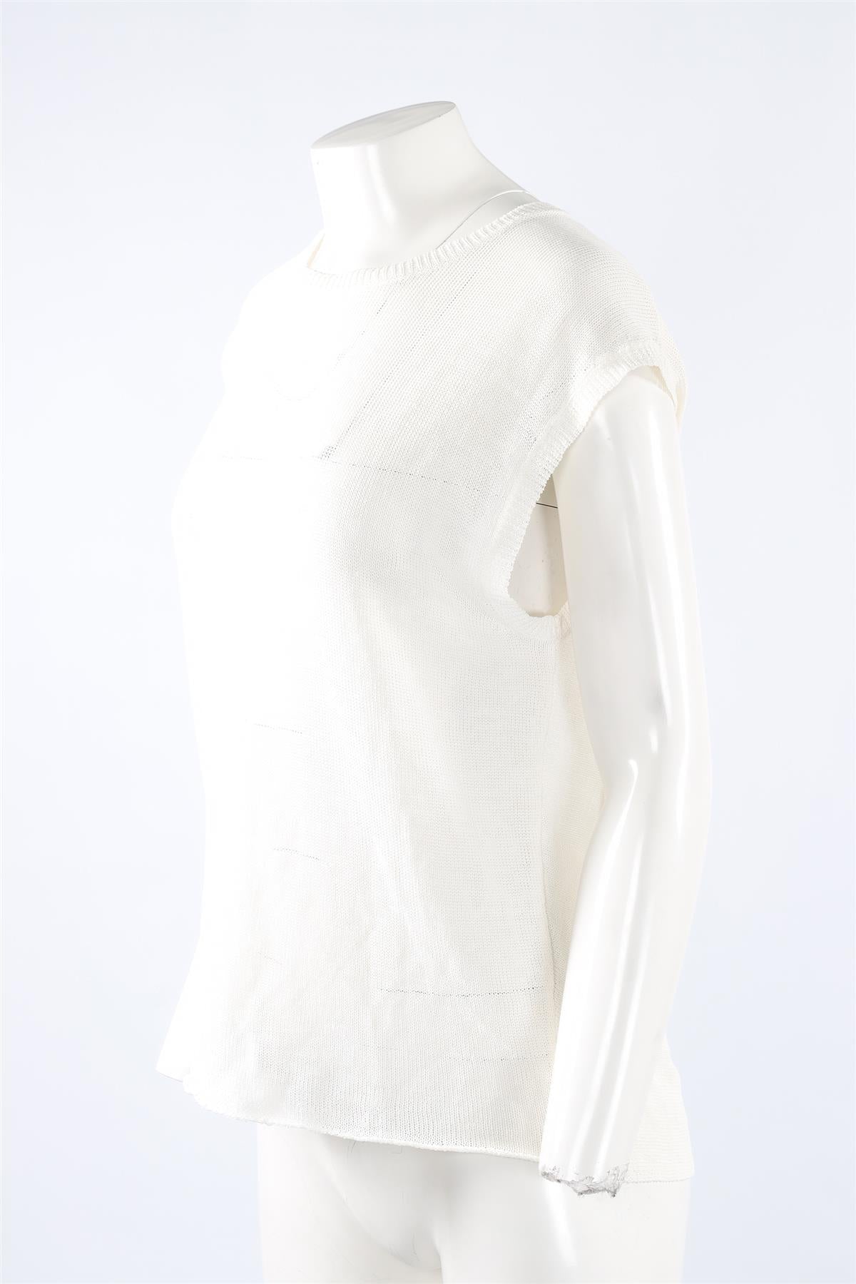 INHABIT WHITE LINEN VEST SMALL
