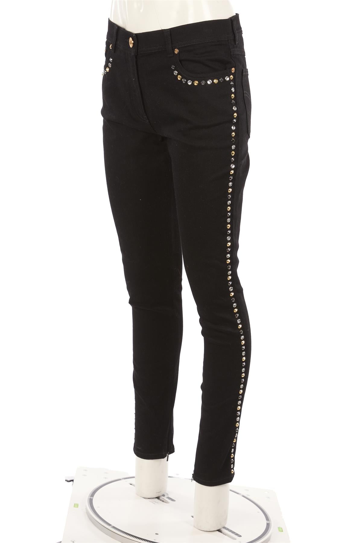 VERSACE BLACK HIGH RISE SKINNY JEANS W30 UK 12