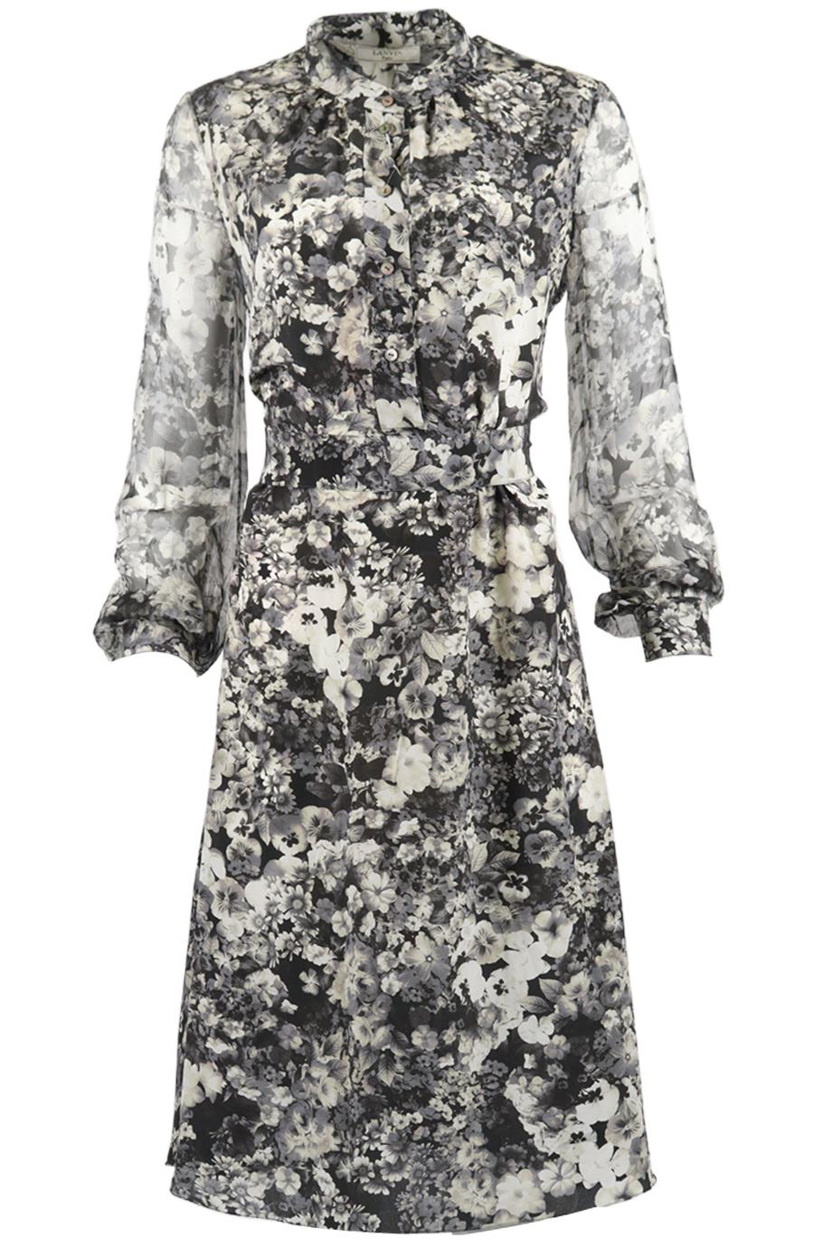 LANVIN FLORAL PRINT SILK MIDI DRESS FR 40 UK 12