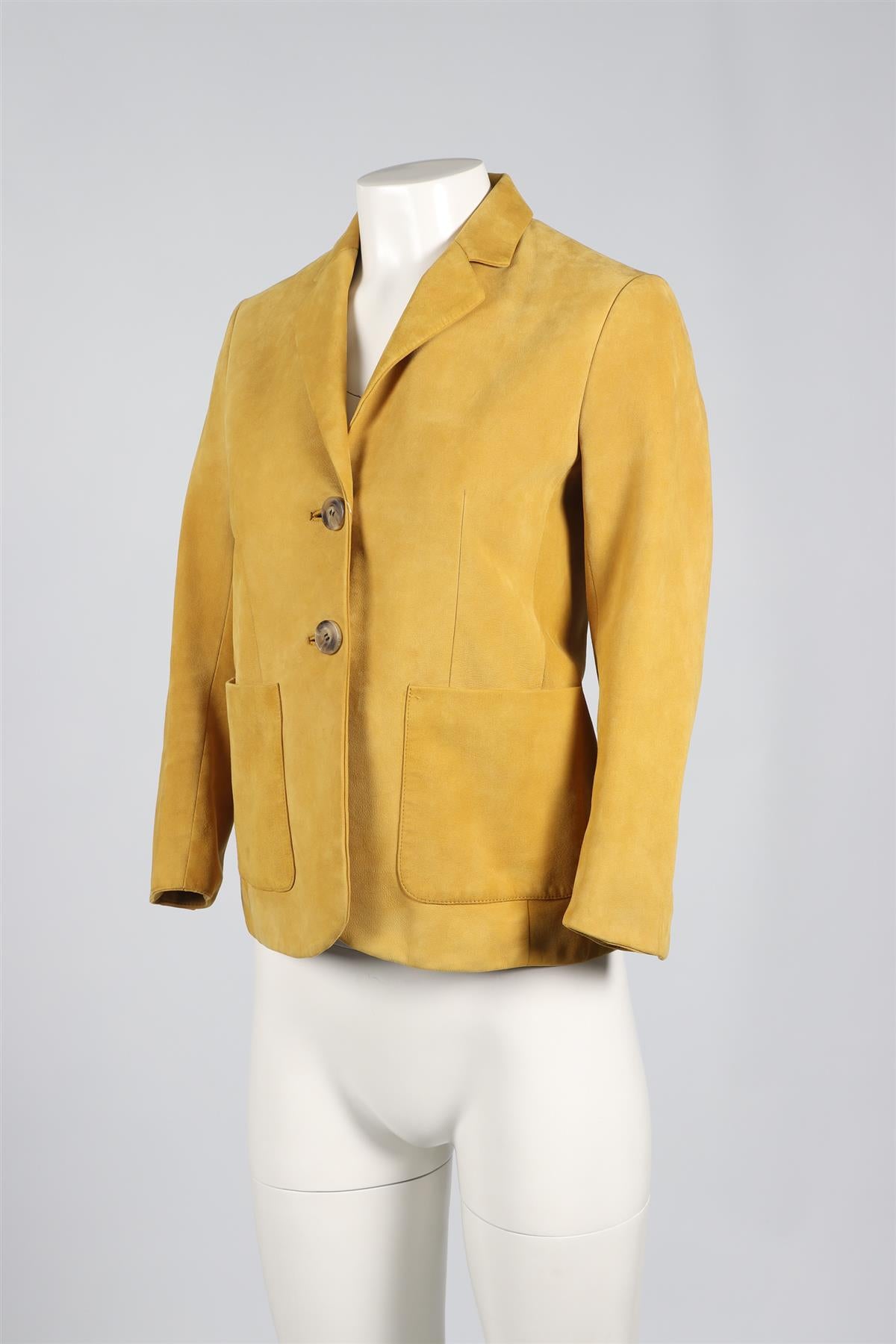 YVES SALOMON YELLOW SUEDE BLAZER XSMALL