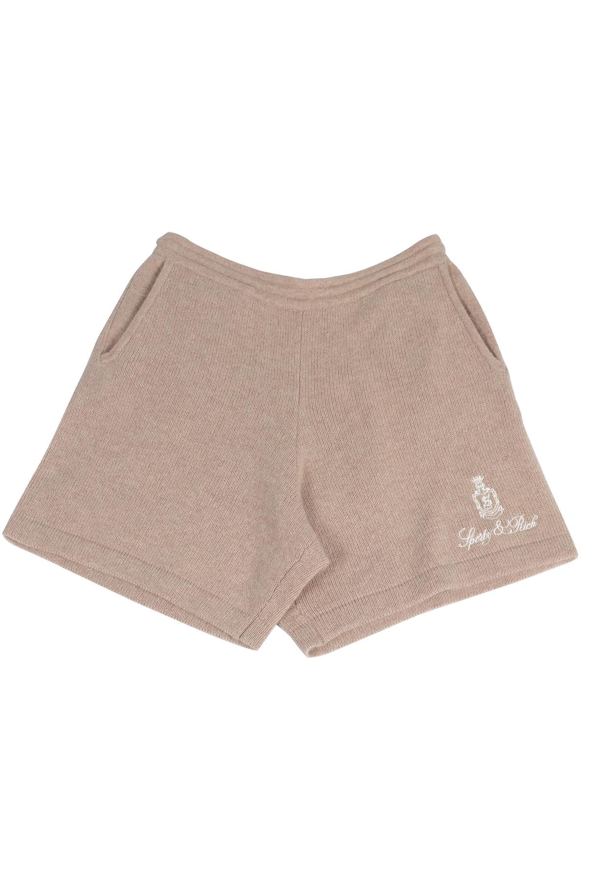 SPORTY & RICH TAUPE CASHMERE SHORTS MEDIUM