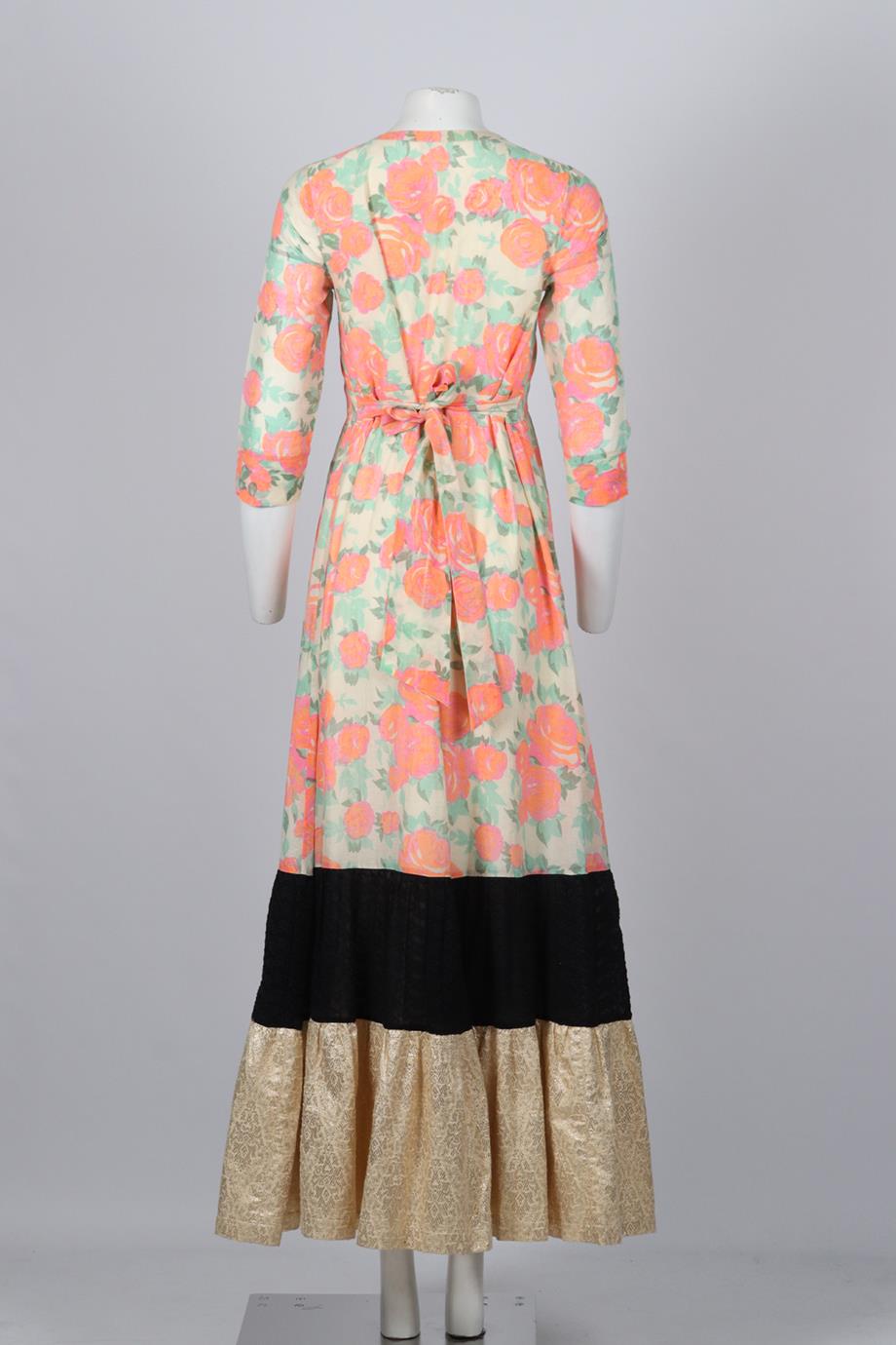 VINEET BAHL COTTON AND SILK BLEND MAXI DRESS SMALL