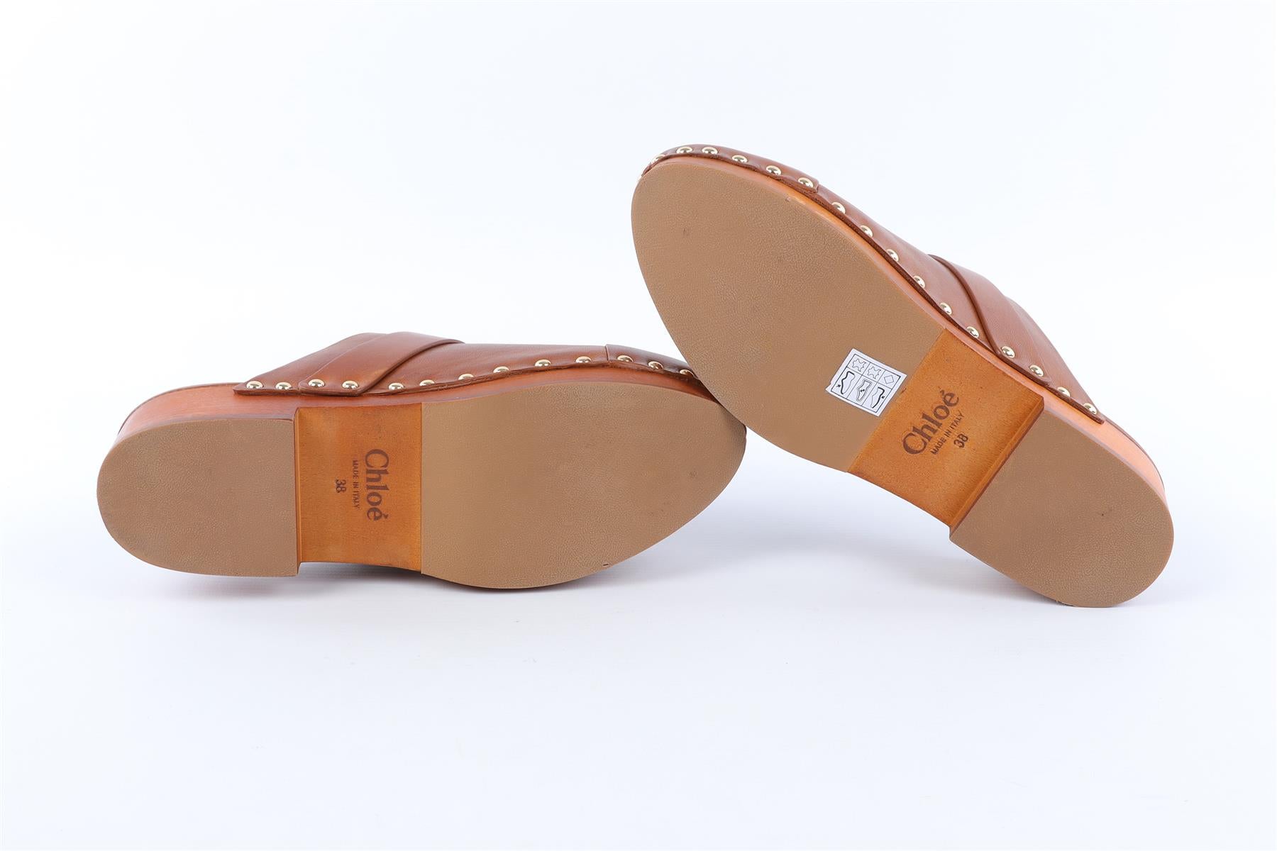 CHLOÉ BROWN LEATHER CLOGS EU 38 UK 5 US 8
