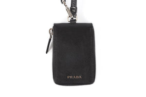 PRADA BLACK SAFFIANO LEATHER KEY HOLDER