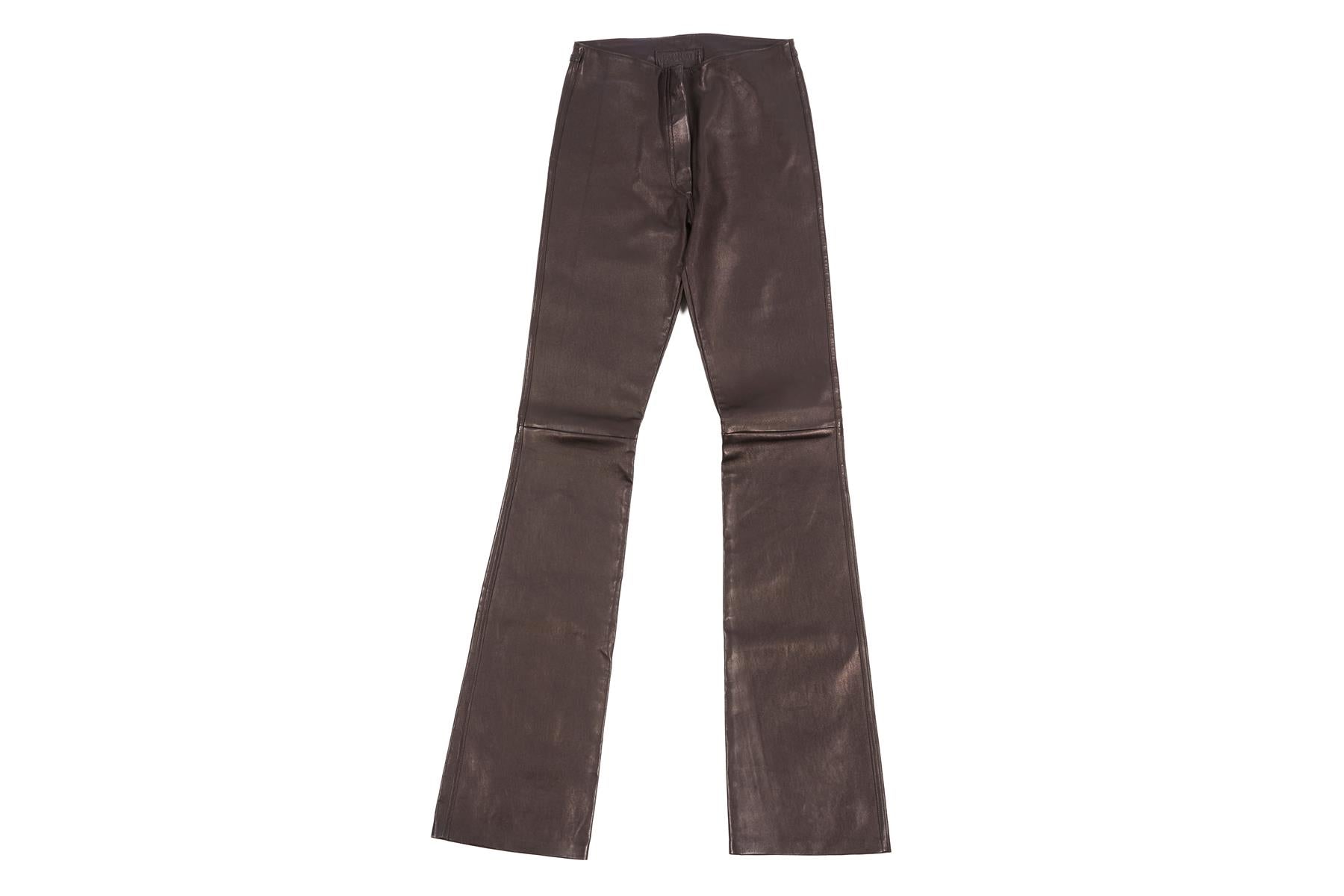 JITROIS BLACK LEATHER FLARED PANTS FR 34 UK 6