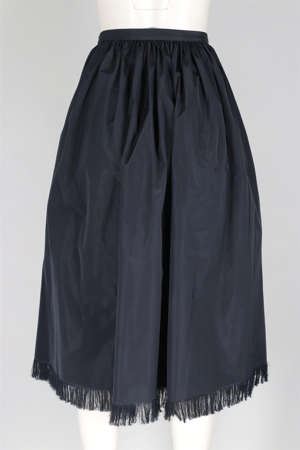 CHRISTIAN DIOR NAVY GROSGRAIN MIDI SKIRT FR 40 UK 12