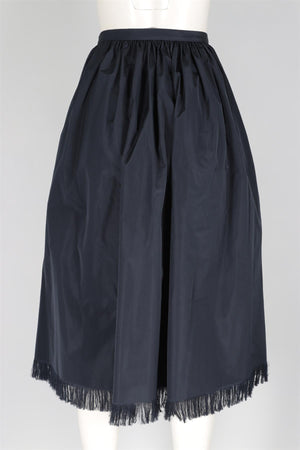 CHRISTIAN DIOR NAVY GROSGRAIN MIDI SKIRT FR 40 UK 12