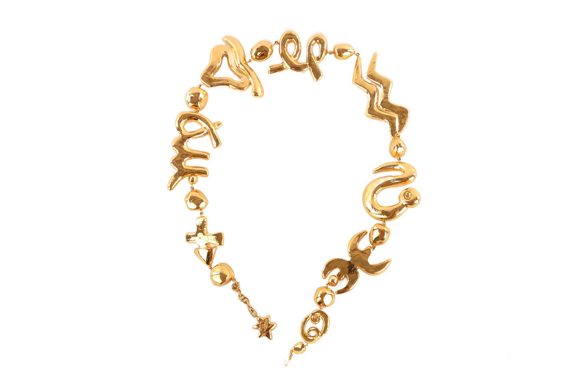 CHRISTIAN LACROIX GOLD ZODIAC GOLD TONE WAIST BELT