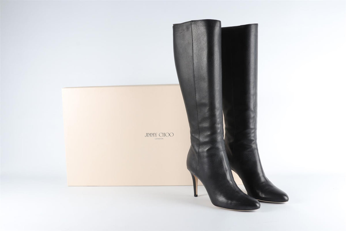 JIMMY CHOO BLACK LEATHER KNEE HIGH BOOTS EU 39 UK 6, US 9
