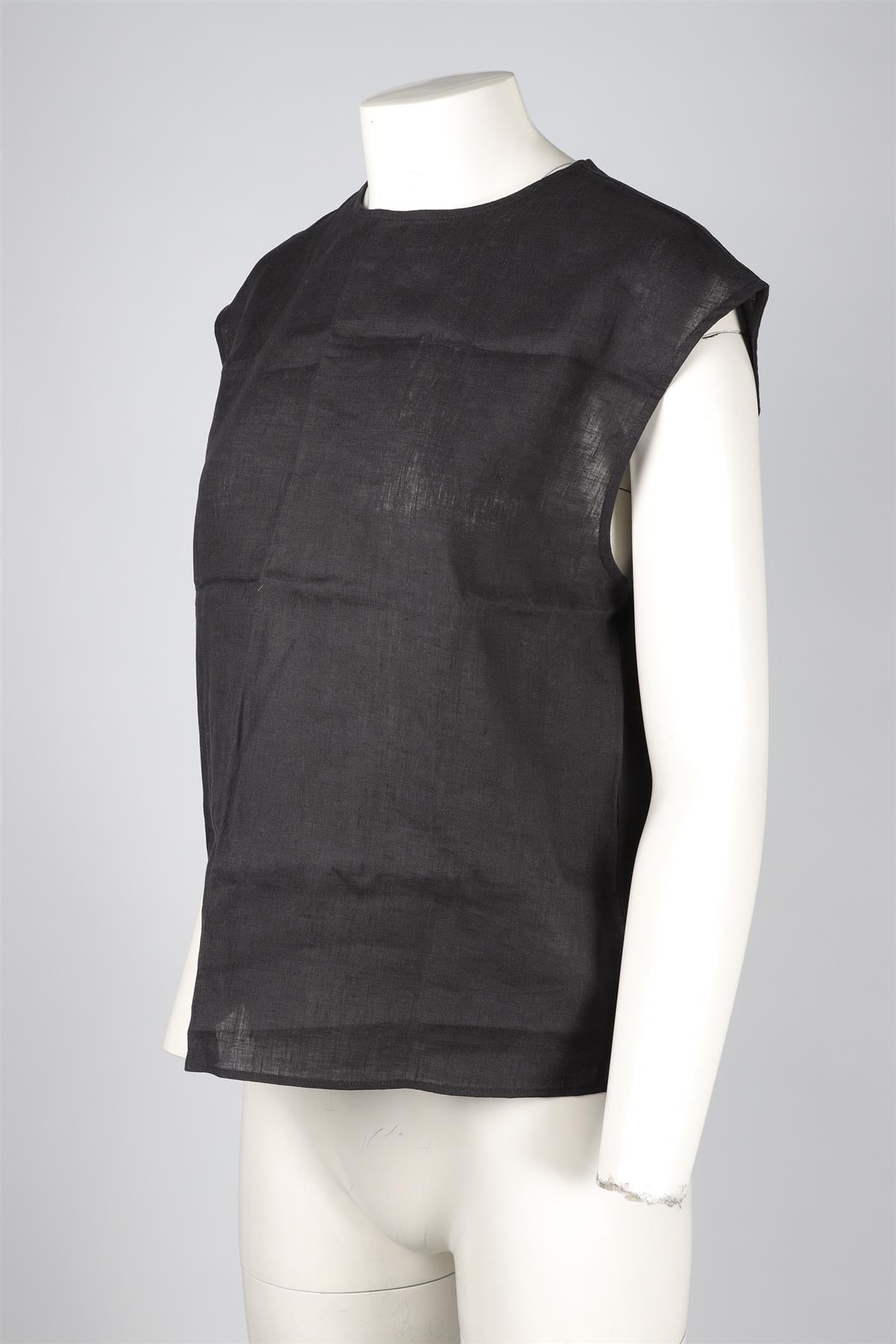 ASCENO BLACK LINEN TOP XSMALL