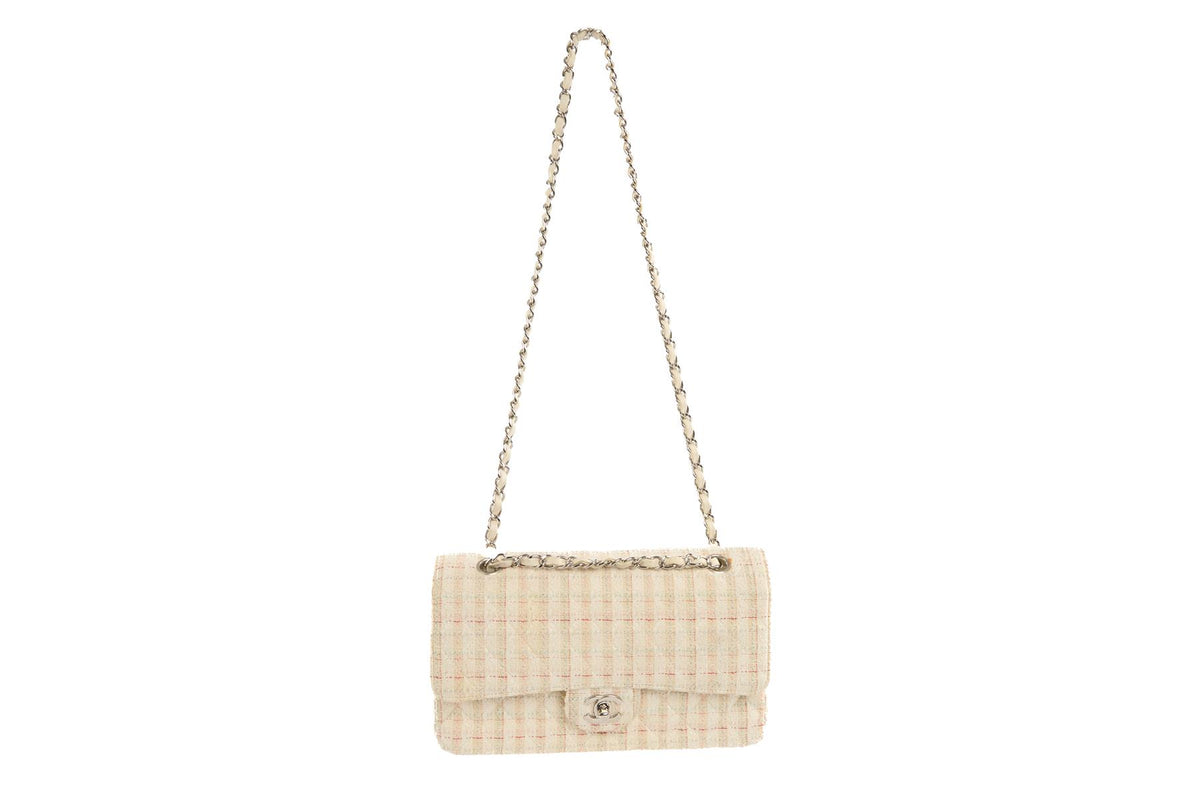 CHANEL MULTI 2004-2005 CLASSIC DOUBLE FLAP MEDIUM TWEED SHOULDER BAG