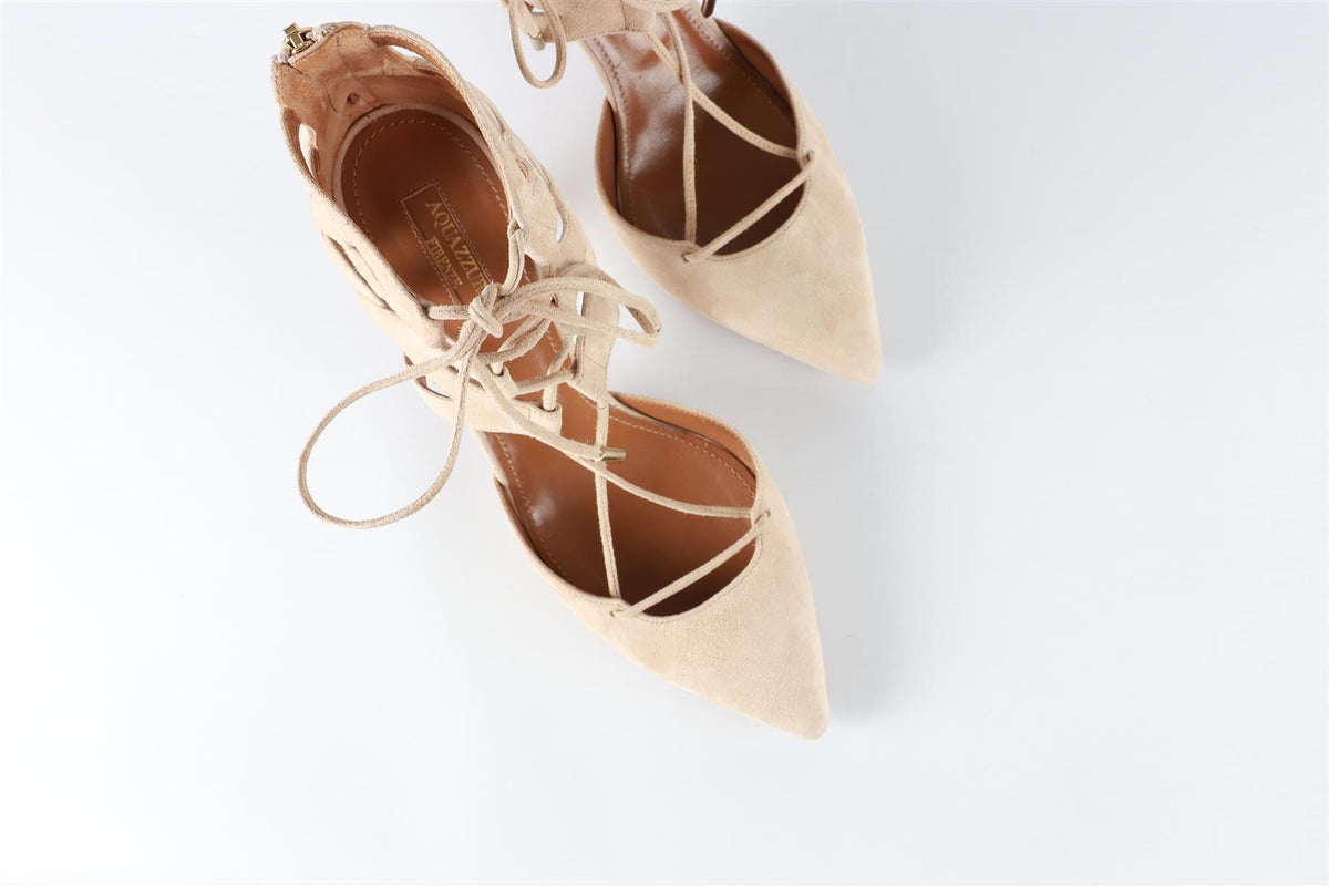 AQUAZZURA BEIGE SUEDE PUMPS EU 38 UK 5 US 8