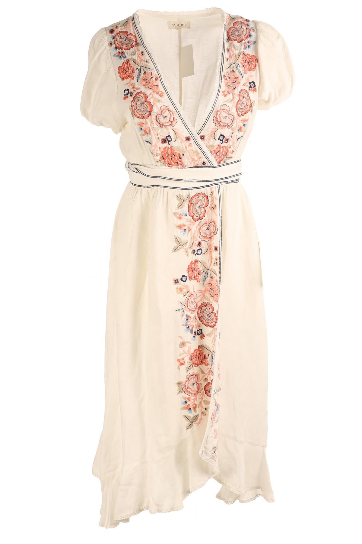 M.A.B.E WHITE COTTON MIDI DRESS XSMALL