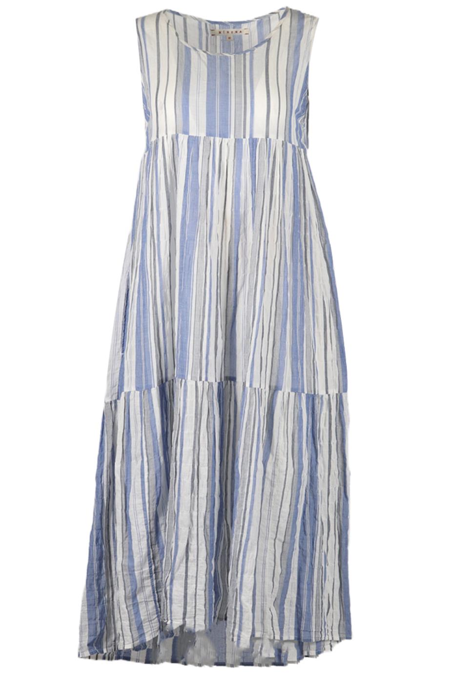 XIRENA STRIPED COTTON MIDI DRESS XSMALL