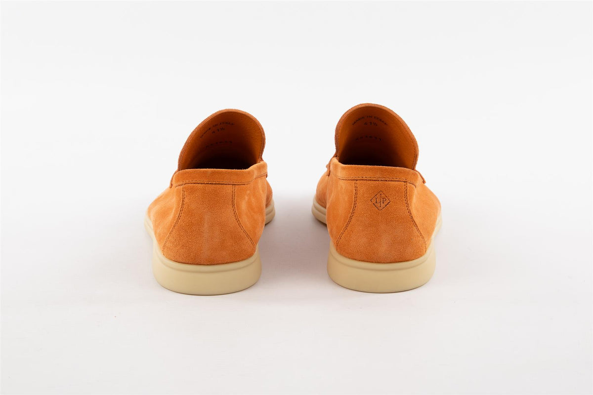 LORO PIANA ORANGE MEN'S SUMMER WALK SUEDE LOAFERS EU 41.5 UK 7.5 US 8.5