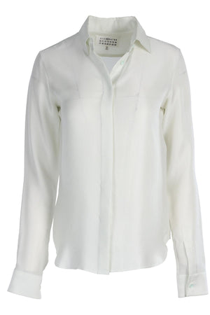 MAISON MARGIELA GREEN SILK SHIRT IT 40 UK 8