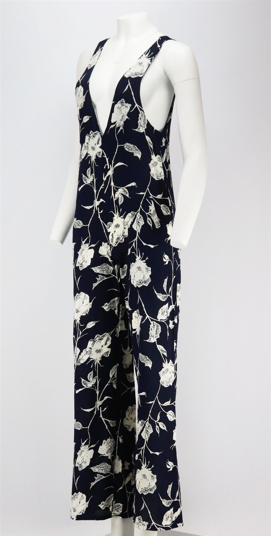 FLYNN SKYE FLORAL PRINT CREPE JUMPSUIT SMALL
