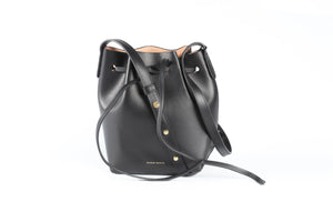 MANSUR GAVRIEL BLACK SAFFIANO MINI LEATHER BUCKET BAG