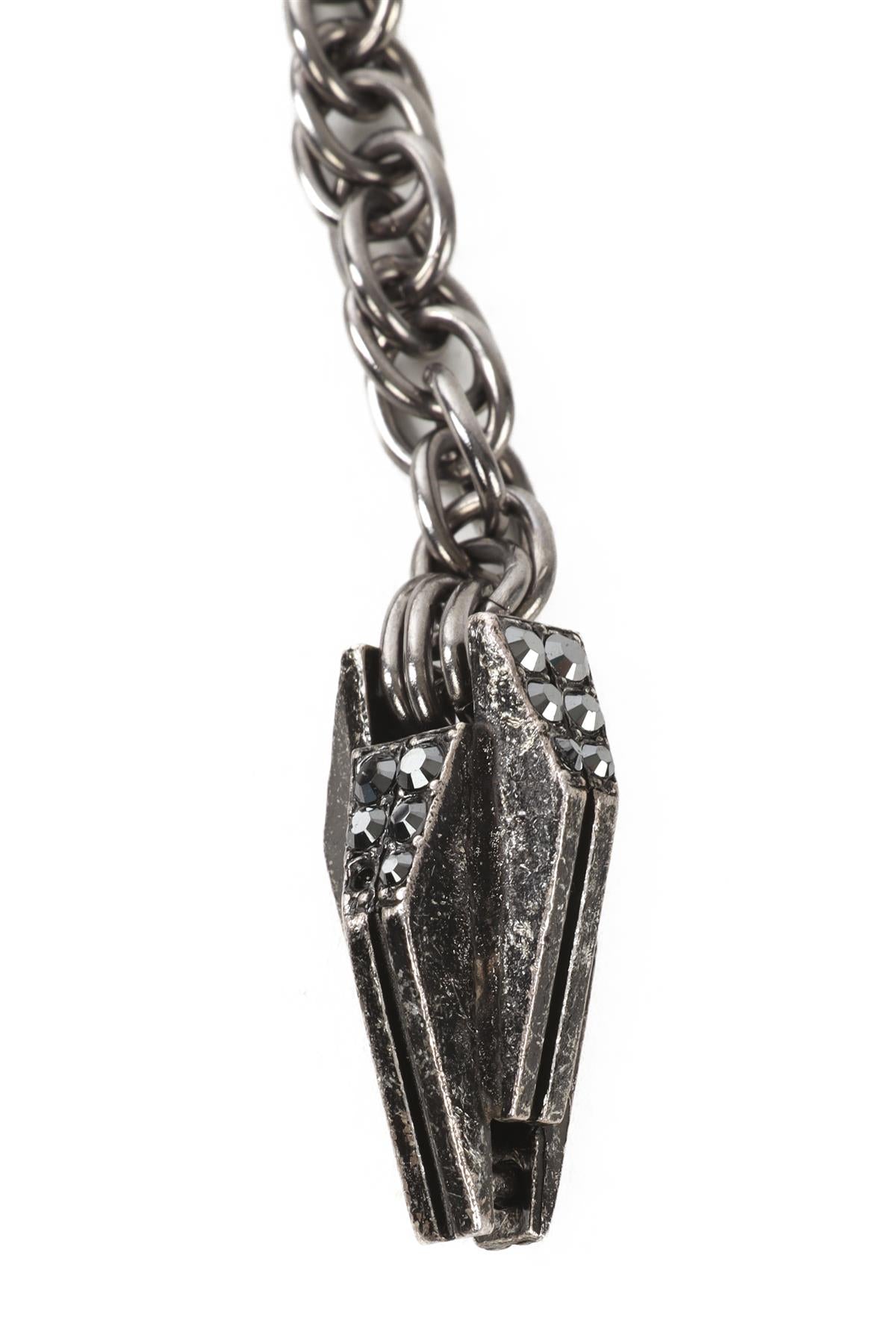 LANVIN GREY CRYSTAL AND CHAIN WAIST BELT