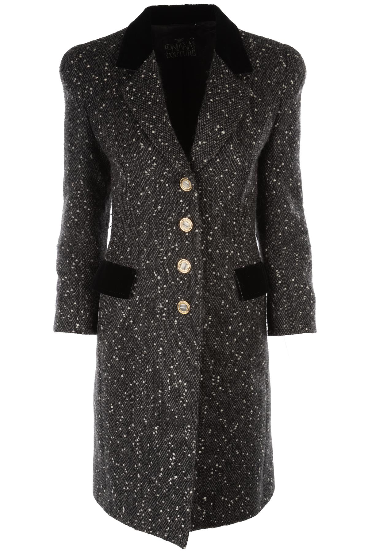 FONTANA COUTURE GREY WOOL COAT IT 40 UK 8