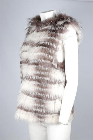 YVES SALOMON GREY FOX FUR GILET FR 34 UK 6