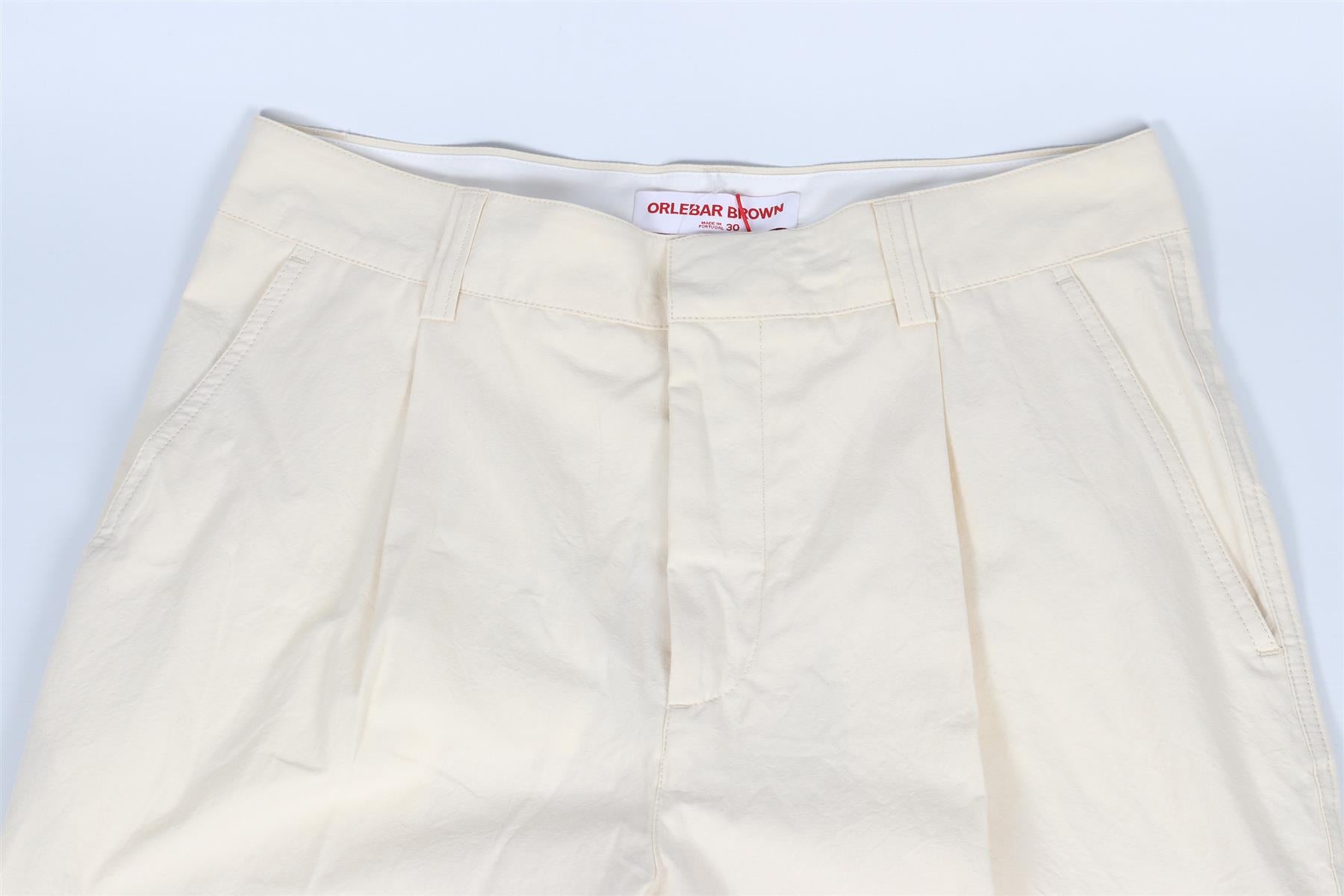 ORLEBAR BROWN CREAM MEN'S COTTON STRAIGHT LEG PANTS W30