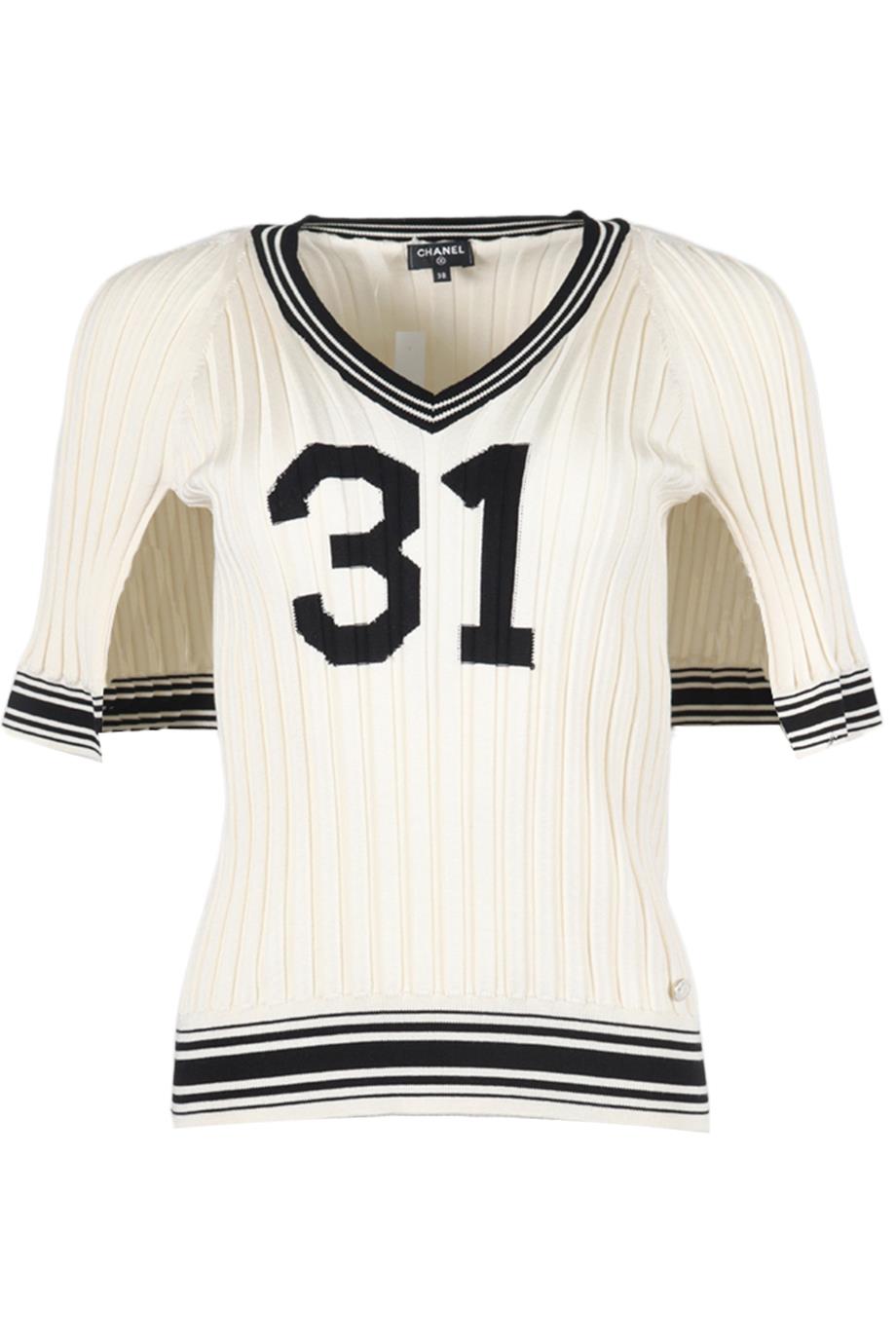 CHANEL 2019 RIBBED SILK BLEND TOP FR 38 UK 10