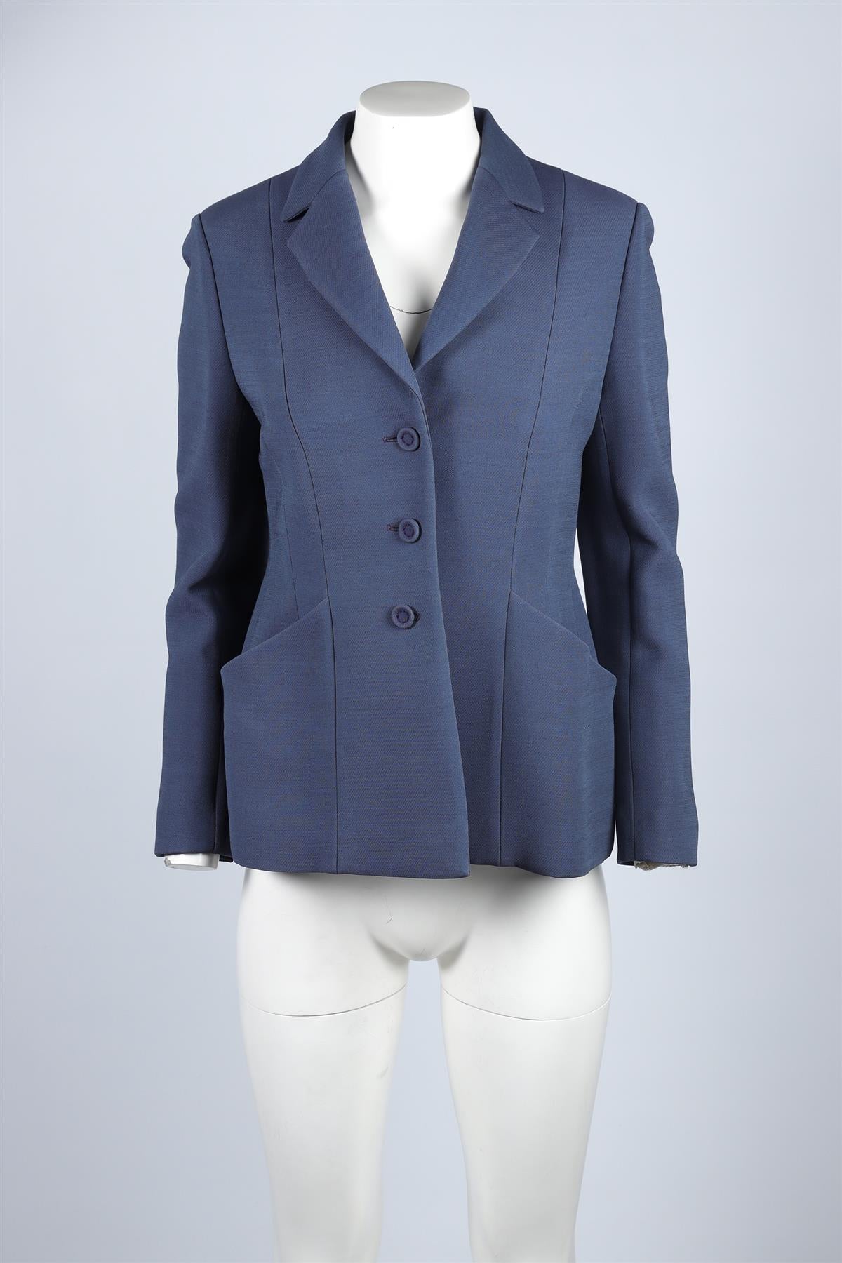 CHRISTIAN DIOR BLUE WOOL BLAZER FR 40 UK 12
