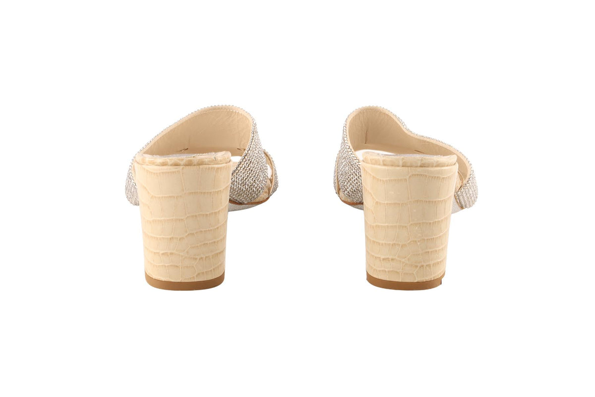RENÉ CAOVILLA BEIGE LEATHER MULES EU 38.5 UK 5.5 US 8.5
