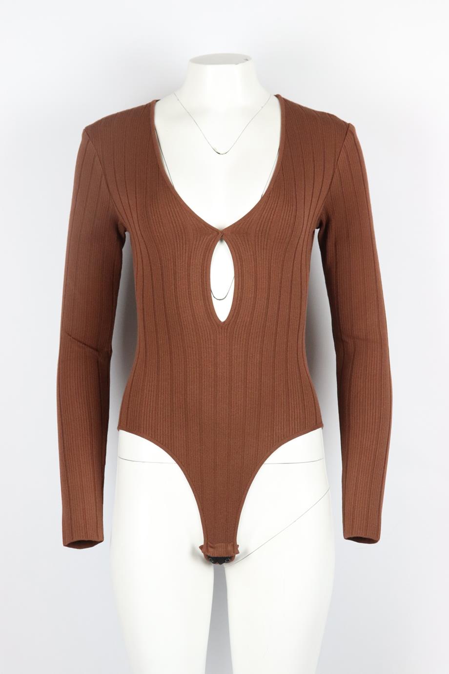 ZEYNEP ARCAY CUTOUT RIBBED STRETCH KNIT BODYSUIT US 4 UK 8