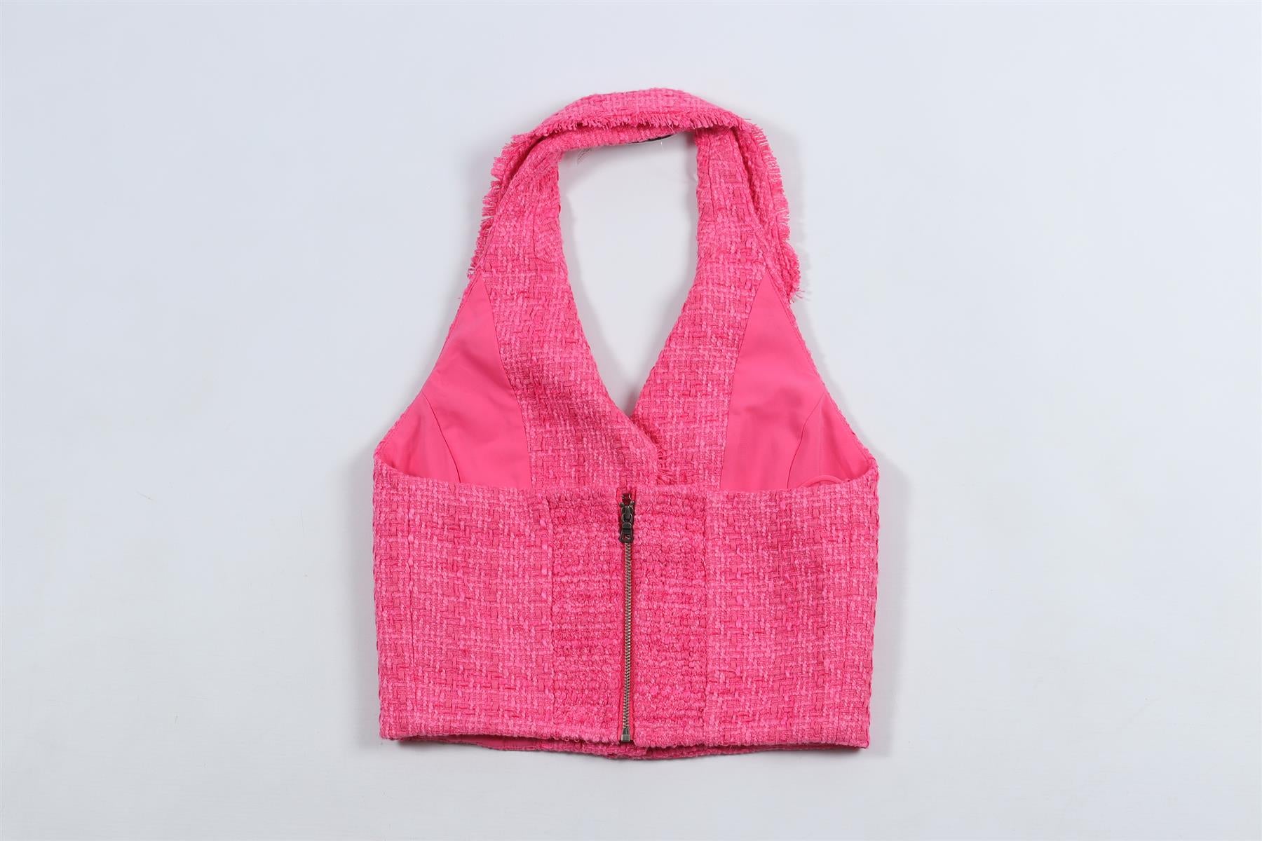 ALICE + OLIVIA PINK TWEED TOP US 0 UK 4