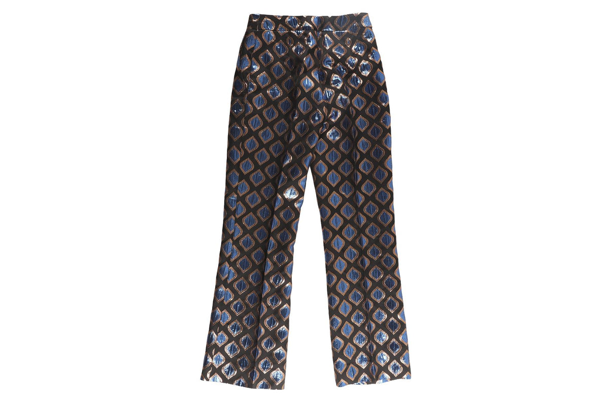 ETRO BLACK JACQUARD STRAIGHT LEG PANTS IT 36 UK 4