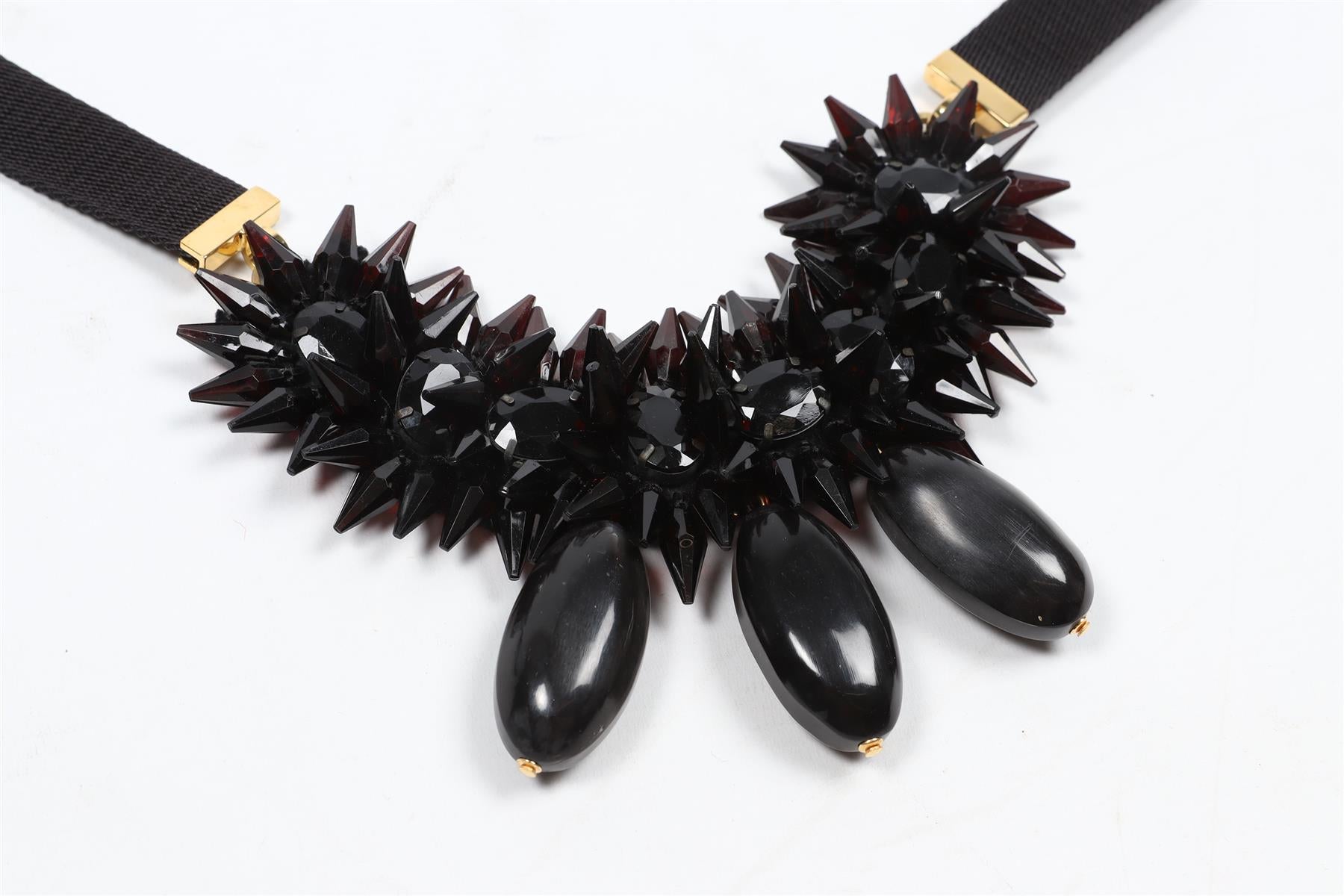 MARNI BLACK ACETATE AND RIBBON NECKLACE