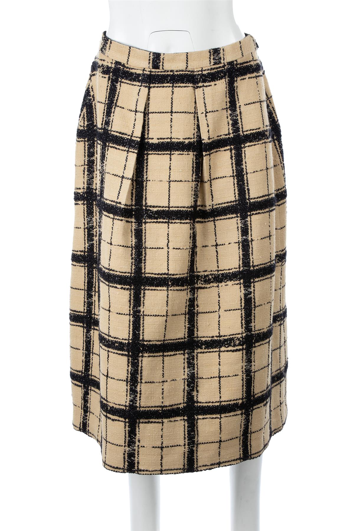 CHRISTIAN DIOR BEIGE COTTON MIDI SKIRT FR 38 UK 10