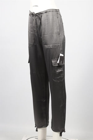 LESET GREY SATIN CARGO PANTS XSMALL