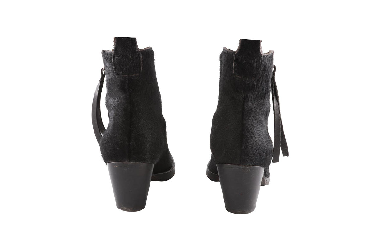 ACNE STUDIOS BLACK CALF HAIR ANKLE BOOTS EU 38 UK 5 US 8