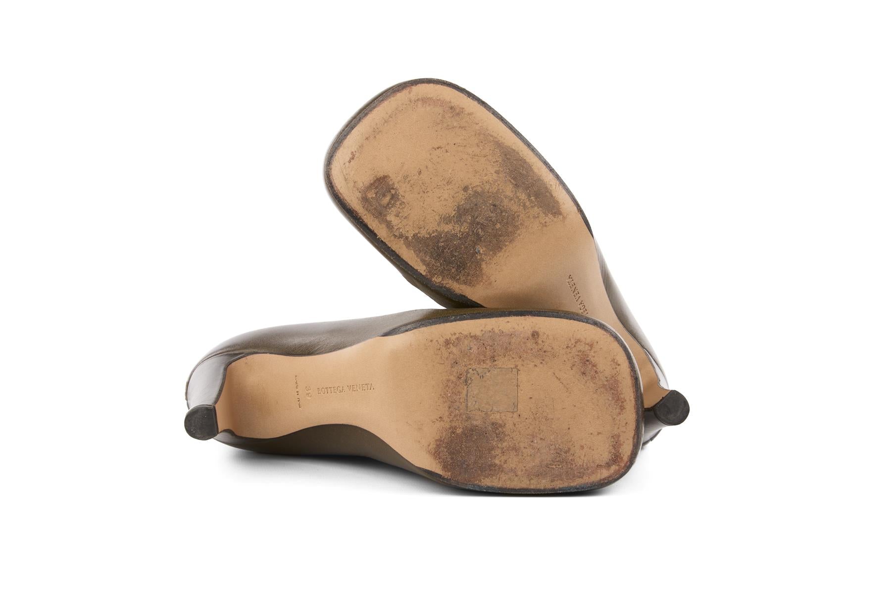 BOTTEGA VENETA GREEN LEATHER ANKLE BOOTS EU 39 UK 6 US 9