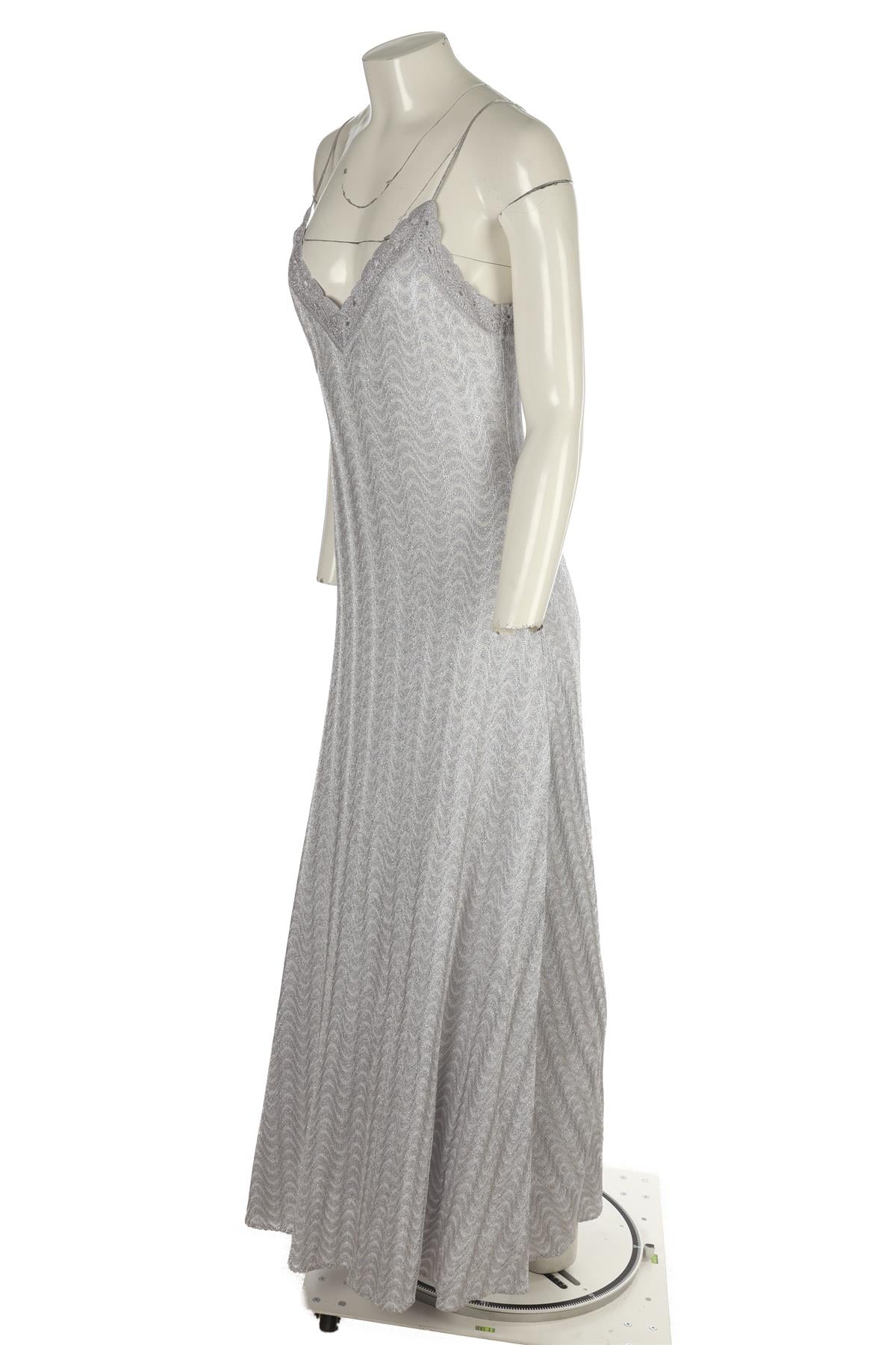 MISSONI SILVER CROCHET MAXI DRESS IT 42 UK 10