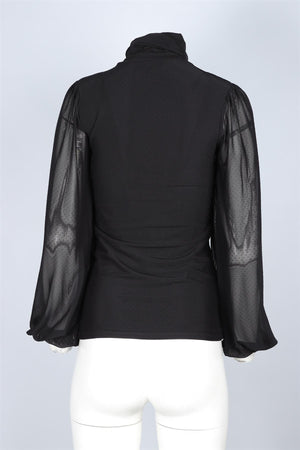 GANNI BLACK MESH TOP UK 6